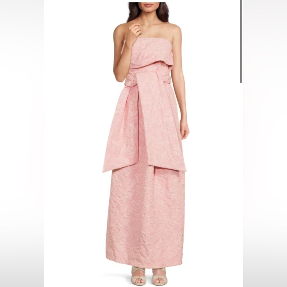 Jonathan Simkhai Ariana Strapless Bow Back Maxi Dress in Dusty Rose Size 2